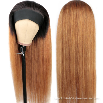 Straight Headband Wig Human Hair Wigs For Black Women 1b/30 Ice Silk Headband Wigs Peruvian Virgin Human Hair Straight Hair